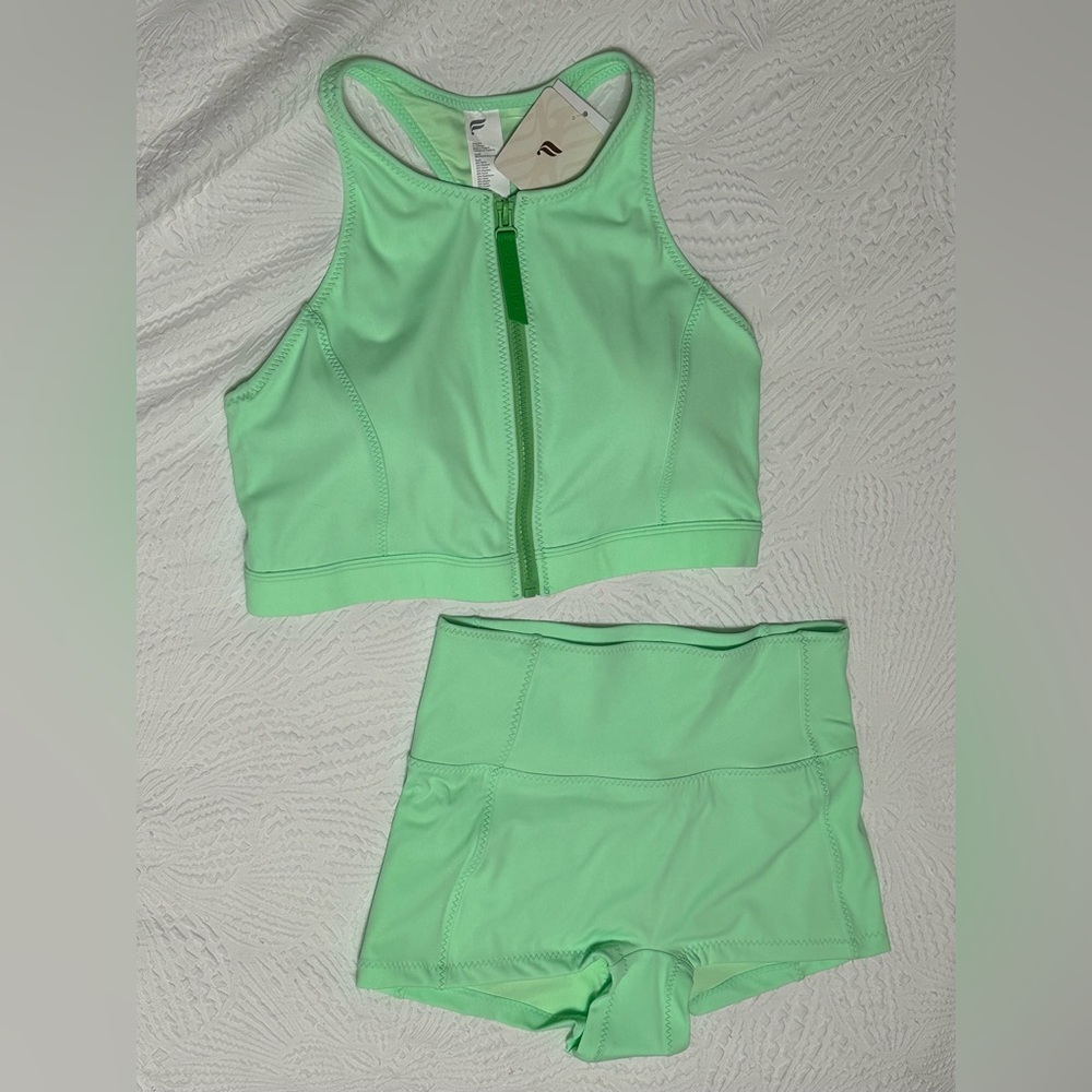 Fabletics, two-piece, swim tank and shorts, Tank is a size L, Short is a size M.